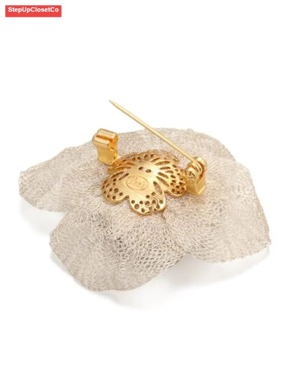 Handmade Floral Brooch Pin Baroque Pearl Copper Blazer Scarf Hat